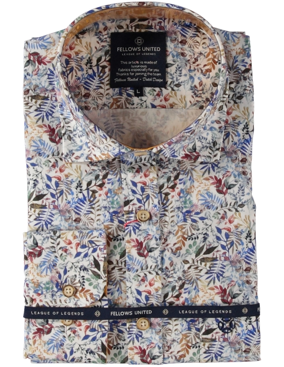 Fellows United Korte Mouw Overhemd Leaves Stretch Multicolor 