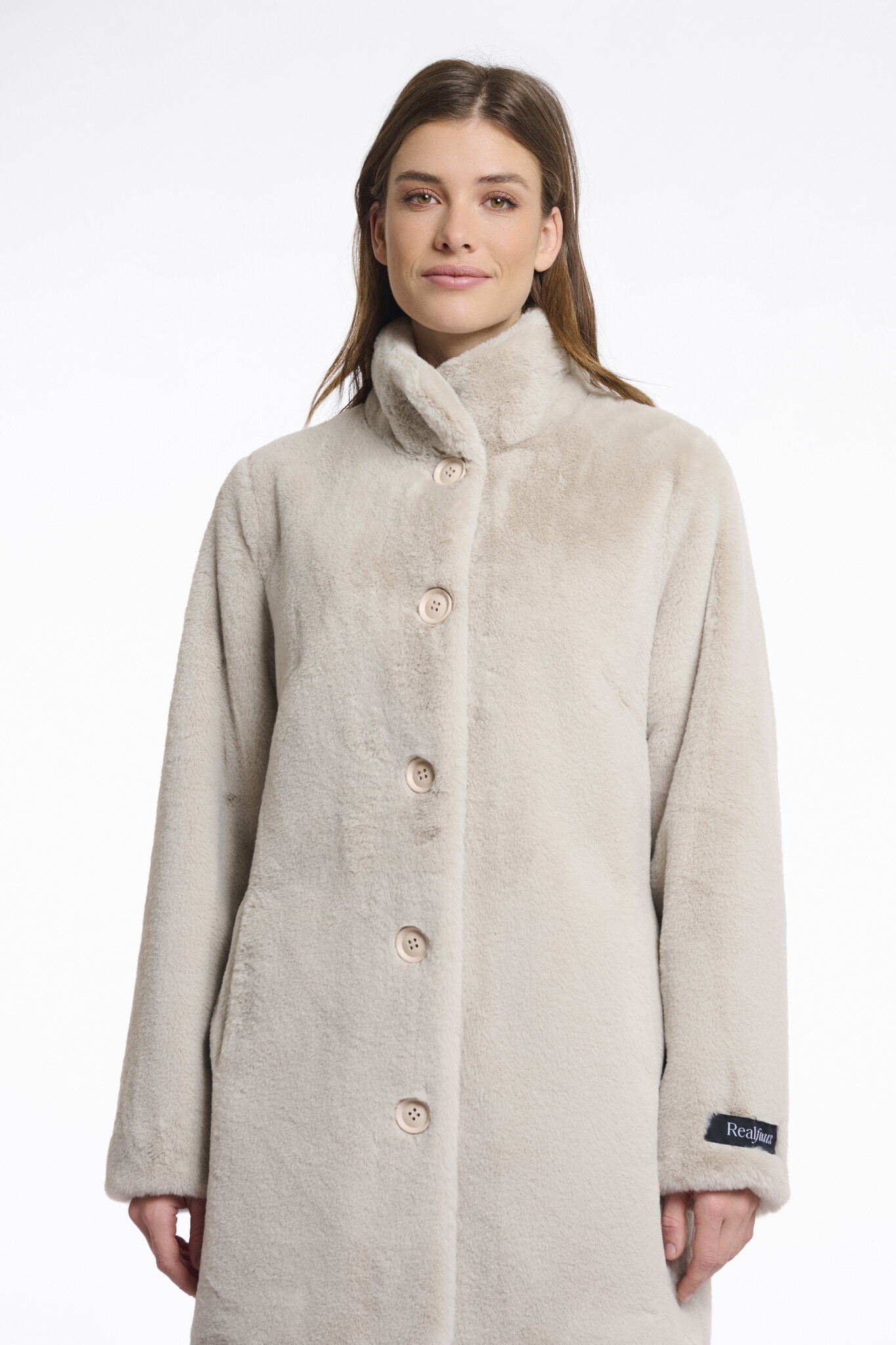 Rino & Pelle Nonna.7002511 rino en pelle single breasted fake fur coat birch