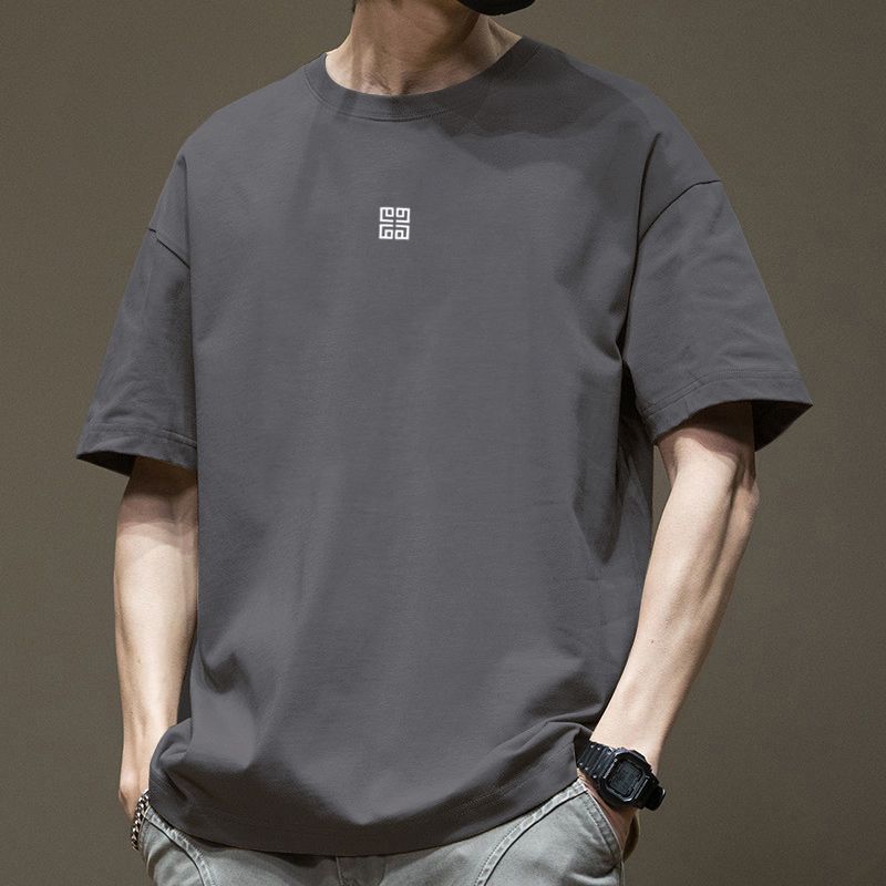 Bistrota 100% Katoen Heren T-shirt O-hals Halve Mouwen Casual Los T-shirt Man Hip Hop Pullover Shirt L zwart