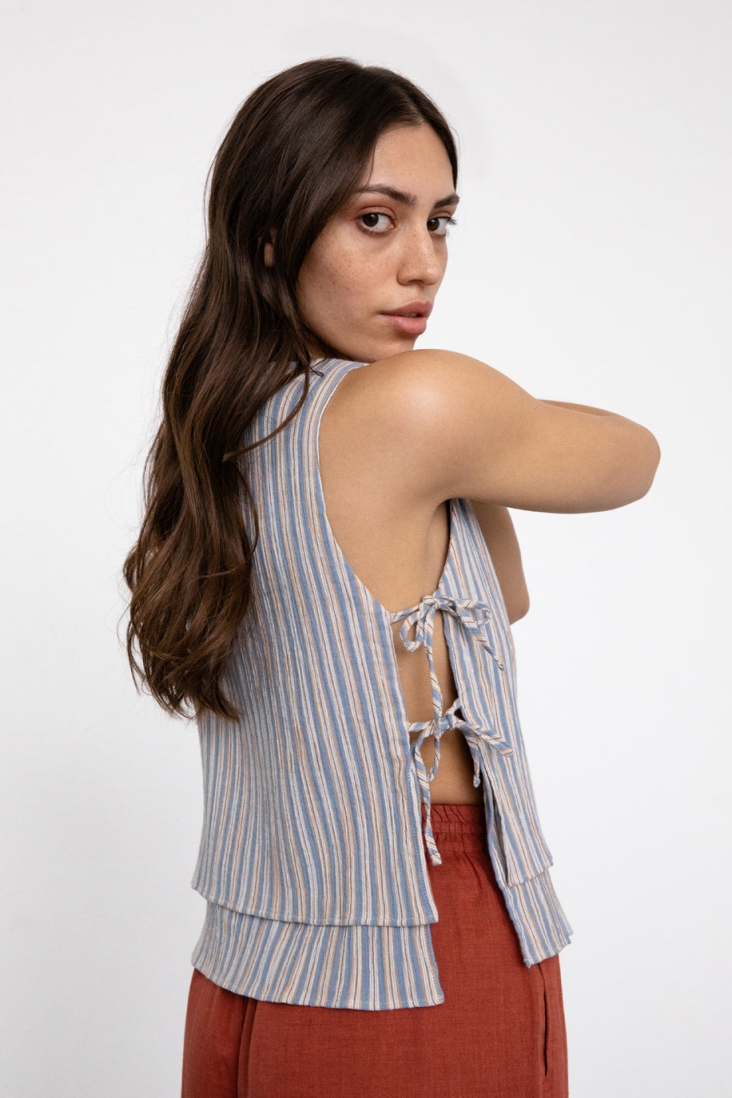 Rotholz Damen vegan Wrap Top Gestreift Mehrfarbig
