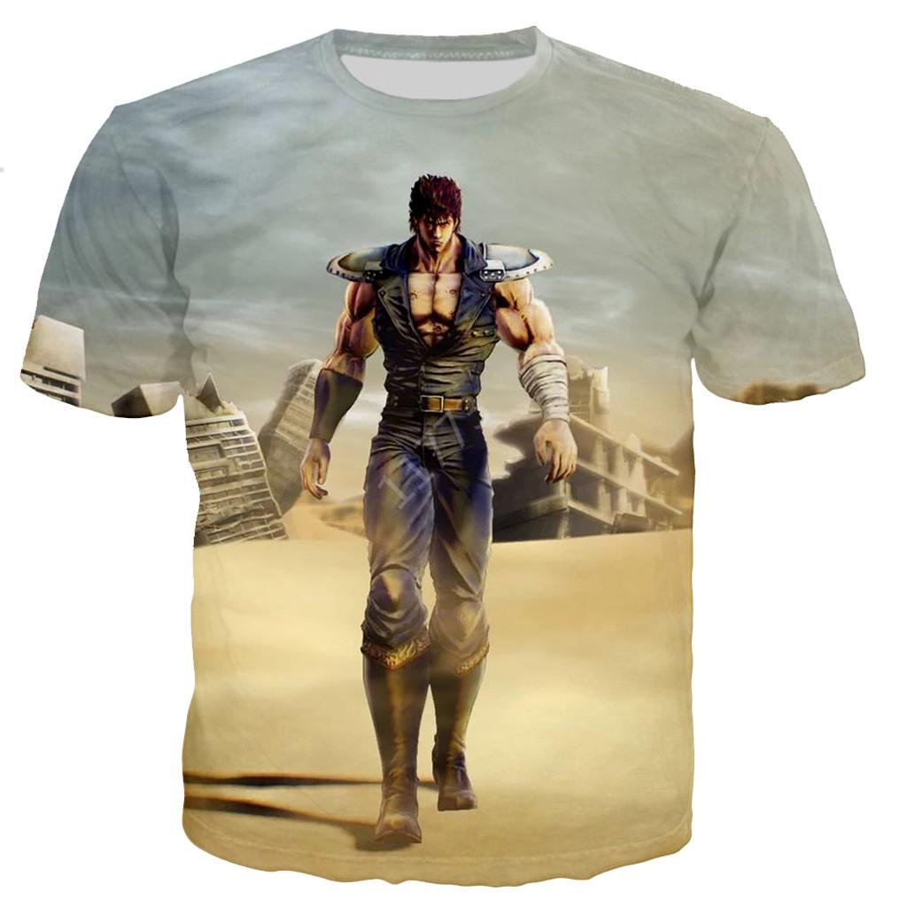 Laoxu Fist of the North Star Kenshiro 3D bedrukt T-shirt Heren Dames Nieuwe mode Casual Cool T-shirt Streetwear Tops Tees Dropshipping XXXL rood