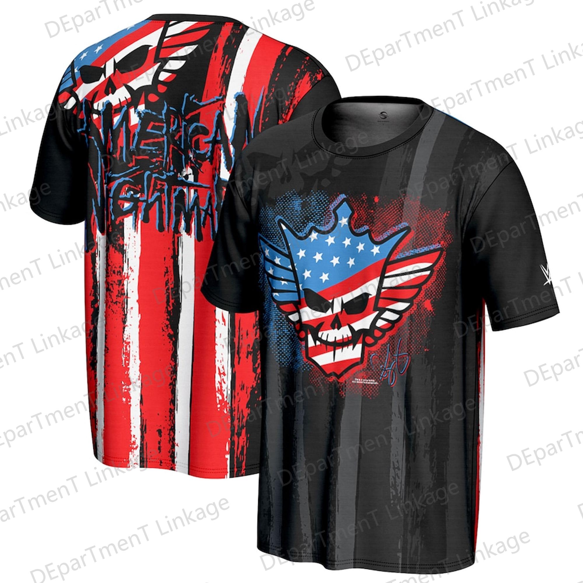 Laoxu 2024 Nieuwe aankomst zomerworstelwedstrijd Cody Rhodes ProSphere American Nightmare Flag T-shirt voor oversized kinderen/volwassenen 6XL wit