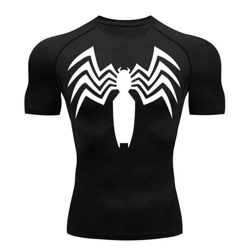 Dress in July Heren Compressie Shirt Korte Mouw Hardloop T-shirt Lange Mouw T-shirt Zonbescherming Tweede Huid Snel Droog Fitness Workout Kleding L zwart