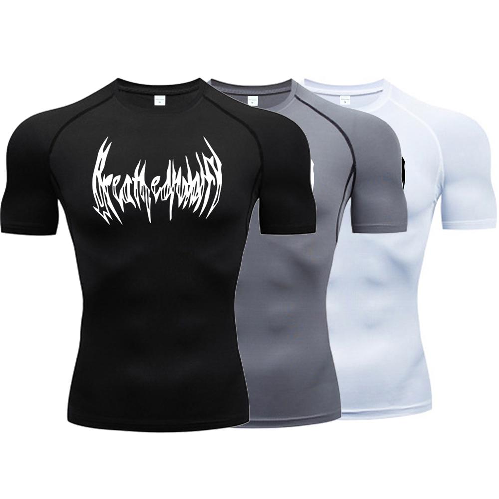 Dress in July 2024 Milk Silk Fitness T-shirt Heren Muscle Gym Compressie Sportkleding Snel drogend Ademend Sport Bottoming Shirt M