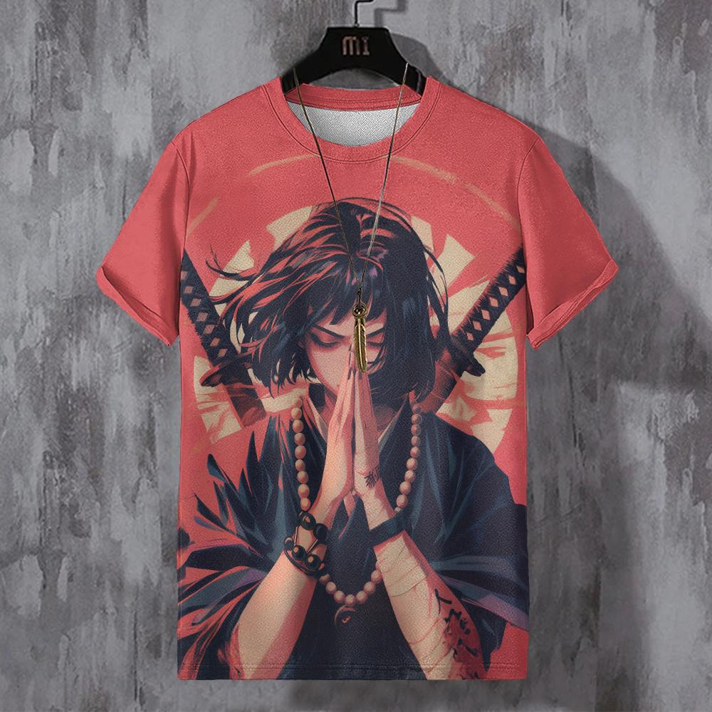ETST 012 Japans T-shirt voor heren, mechanische karakters, grafische T-shirts, korte mouwen, bedrukte T-shirts, outdoor, oversized herenkleding, tops 4XL
