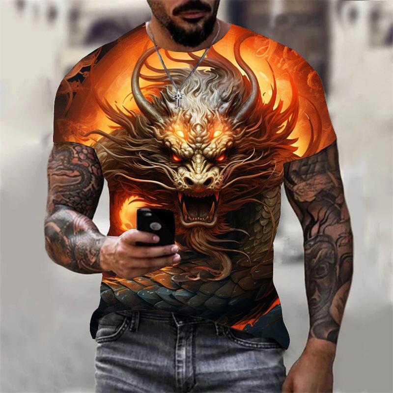 WowClassic 3D Draak Print T-shirt Mannen Vrouwen Casual Zomer Dier Tee Man O Hals Korte Mouw Losse Tops Ademend koppels T-shirts 3XL