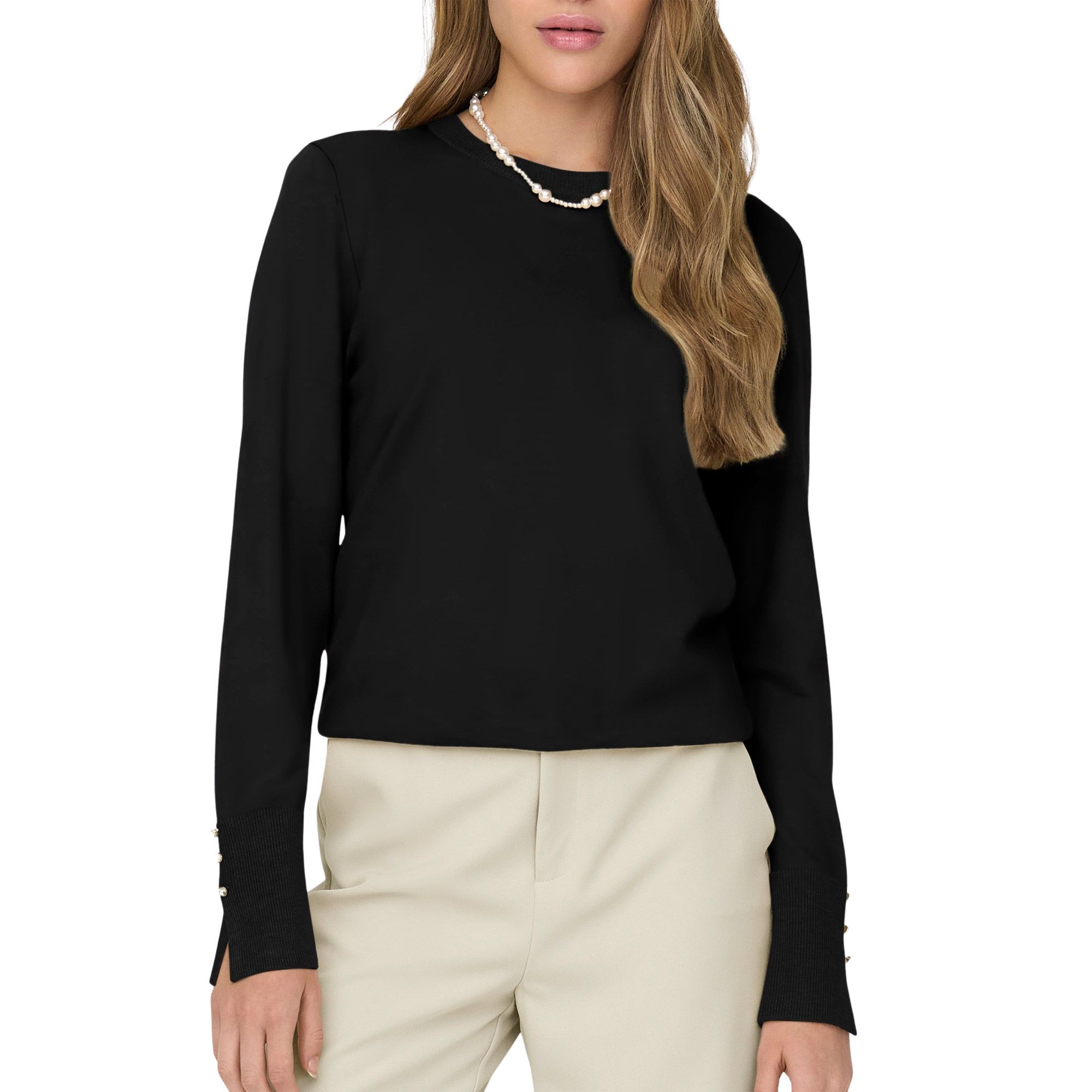 JDY Trui met ronde hals MALOU L/S ON BUTTON PULLOVER KNT NOOS