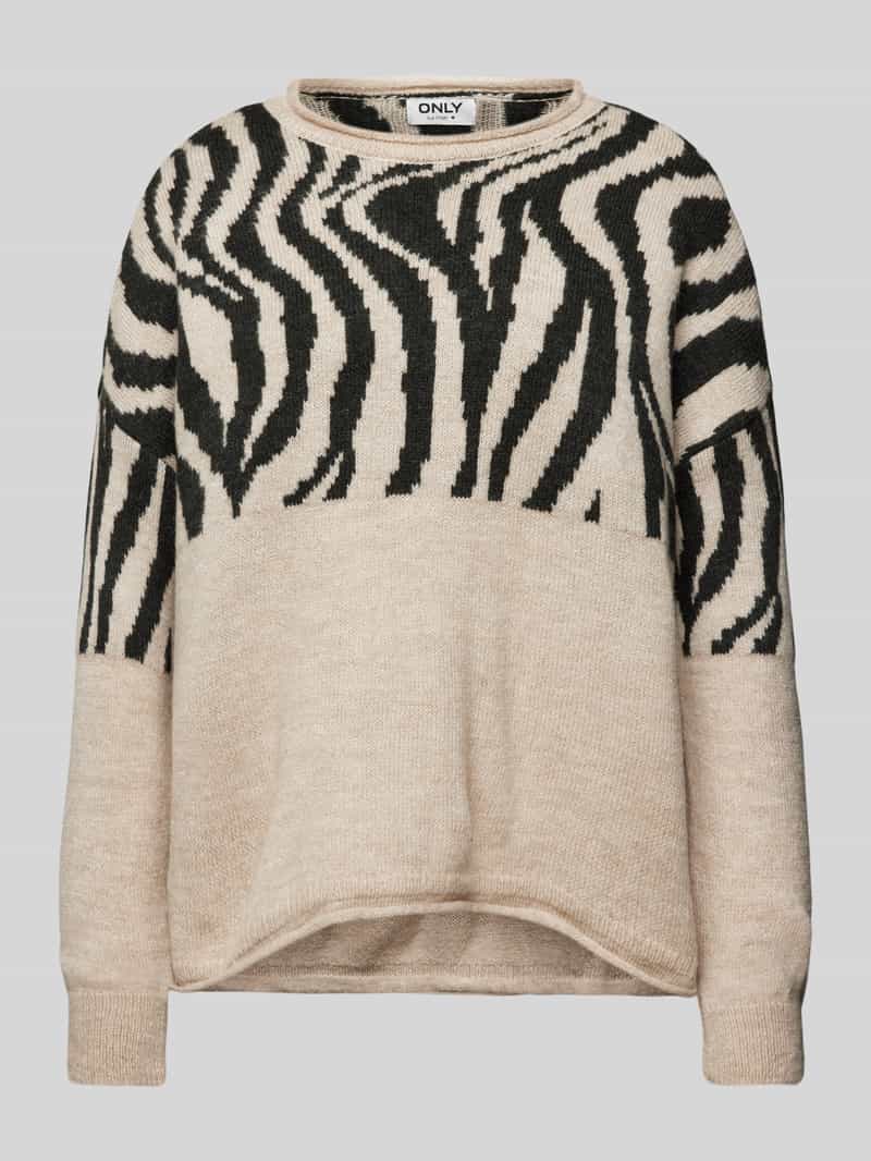Only Trui met ronde hals ONLJADE ZEBRA LS O-NECK CC KNT