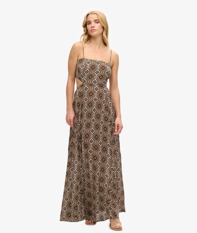Superdry Maxi-jurk met Transparante Achterkant Bruin