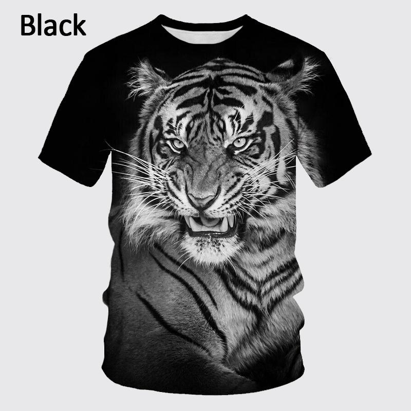 ETST 05 Zomer Nieuw 3D T-shirt Dier Tijger/luipaard/leeuw Hiphop Rock Persoonlijkheid Creatief Ronde Hals Korte Mouw XL