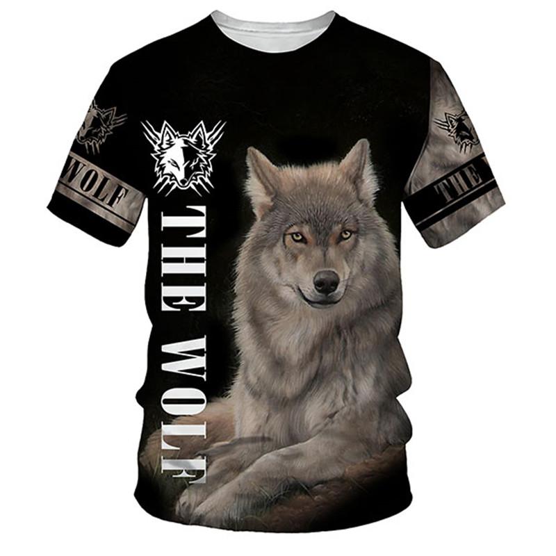 Laoxu Zomer Wolf Animal 3D Geprinte T-shirts Streetwear Mannen Vrouwen Mode Streetwear Korte Mouw T-shirt Kinderen T-shirts Tops Herenkleding 5XL grijs