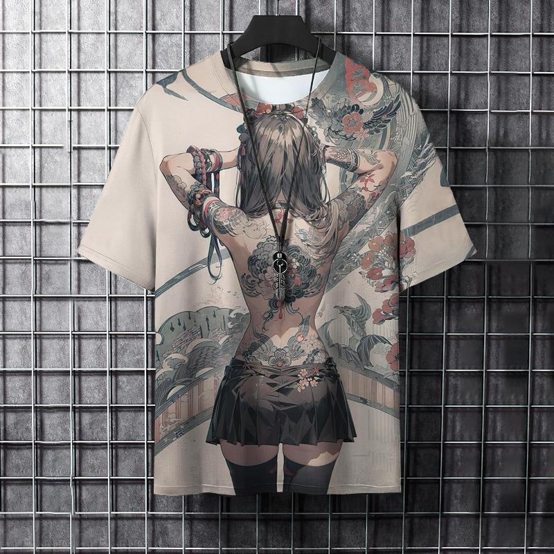 ETST WENDY 005 Cartoon Animal Heren T-shirt Coole Samurai Tattoo Grafische T-shirts Trend Casual Harajuku Streetwear 3D Geprinte Hiphop T-shirts Tops 5XL