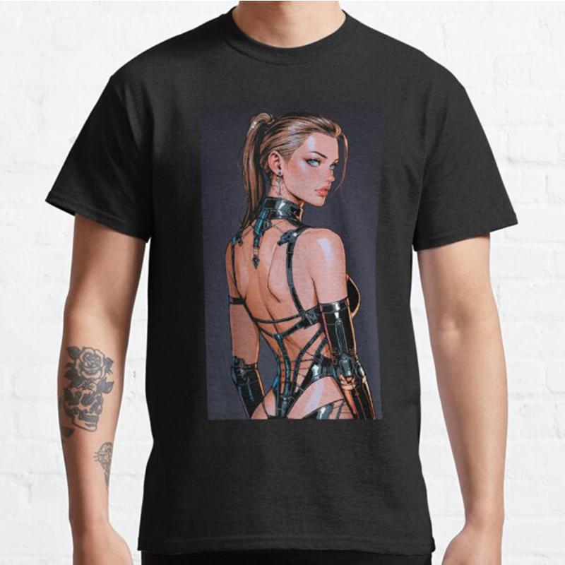 FT tss1 Plus Size S-3XL Cyborg Girl Bedrukt T-shirt Heren Tops Mode Kleding T-shirts XXXL zwart