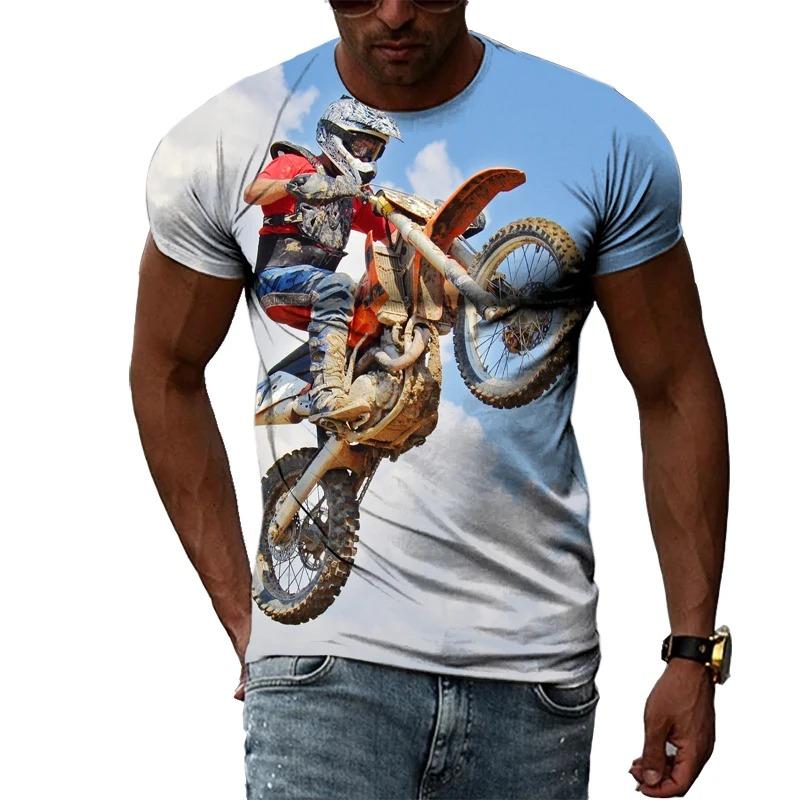 Xuhaijian02 Nieuw 3D Fashion Cool Motocross Grafisch T-shirt voor Heren Zomer Trend Hip Hop Harajuku Bedrukt T-shirt Motorfiets Patroon O Colla M