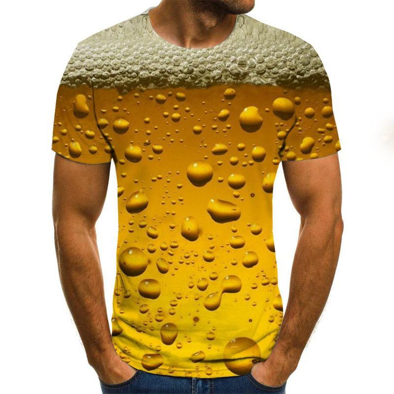 ETST 007 Grappig bier 3D geprint T-shirt voor heren Zomer korte mouwen O-hals T-shirts Funky persoonlijkheid Hoge kwaliteit Harajuku stijl T-shirts 5XL