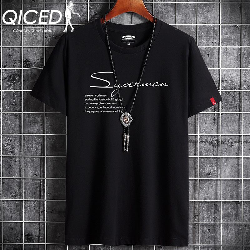 QICED Zomer T-shirt met korte mouwen Heren O-hals Trend Ondershirt XXXXXL donkergrijze kleur