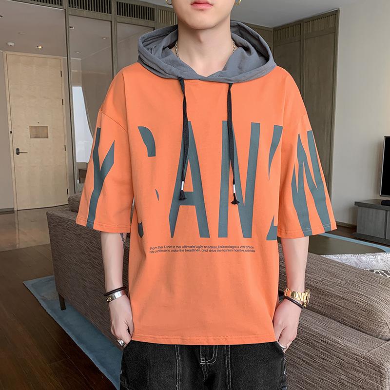 VantaGoods 2022 Zomer Heren Sweatshirt met Capuchon en Korte Mouwen - Koreaanse Stijl Casual Hoodie voor Studenten L zwart