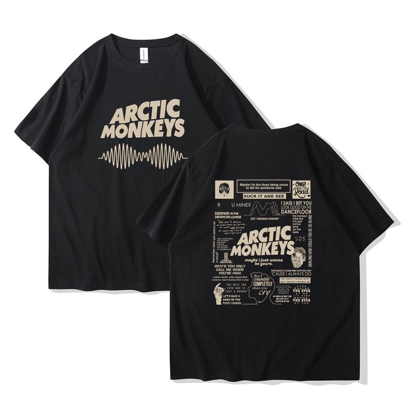 Vintage T-shirt Arctic Monkeys Geïnspireerd T-shirt - Albumlijst Doodle Print  Mannen Vrouwen Hip Hop Punk Korte Mouw T-shirts Streetwear 3XL