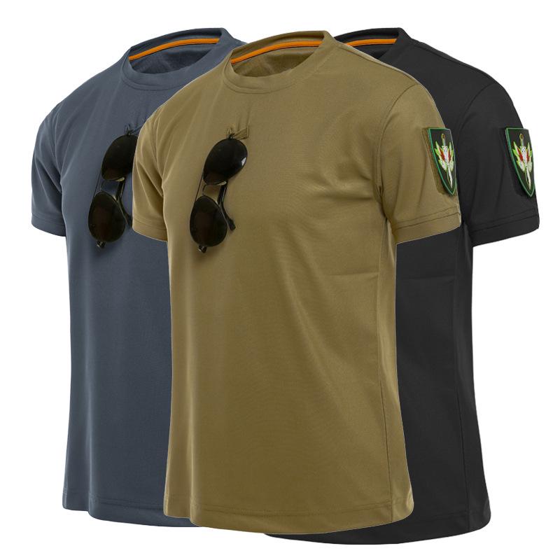 Tooyoo Outdoor T-shirt Heren Los Casual Korte mouwen Stretch Snel drogend Camouflage Training T-shirt Outdoor Korte mouwen Heren XXXL grijs