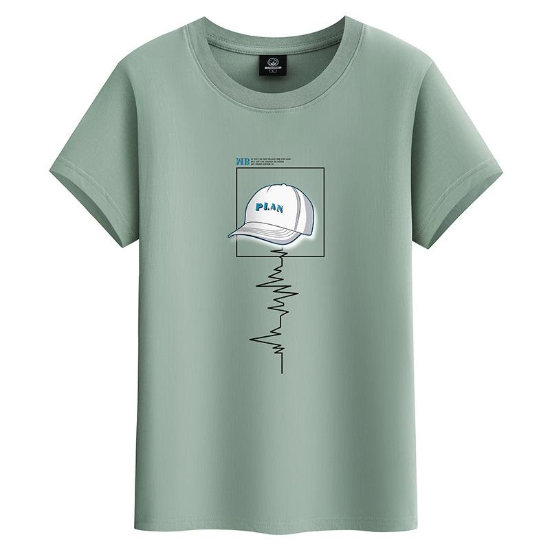 BLUEE Zomermode katoenen heren T-shirt ronde hals korte mouwen los heren T-shirt grote maat XXL groen