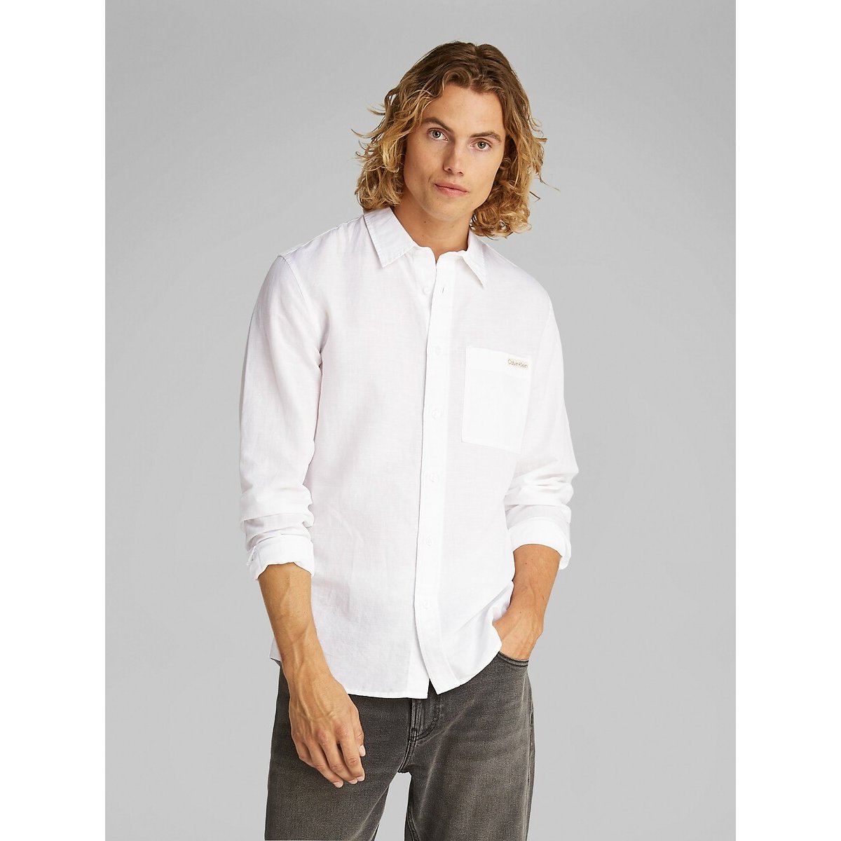 Calvin Klein Linnen overhemd LINEN COTTON SHIRT