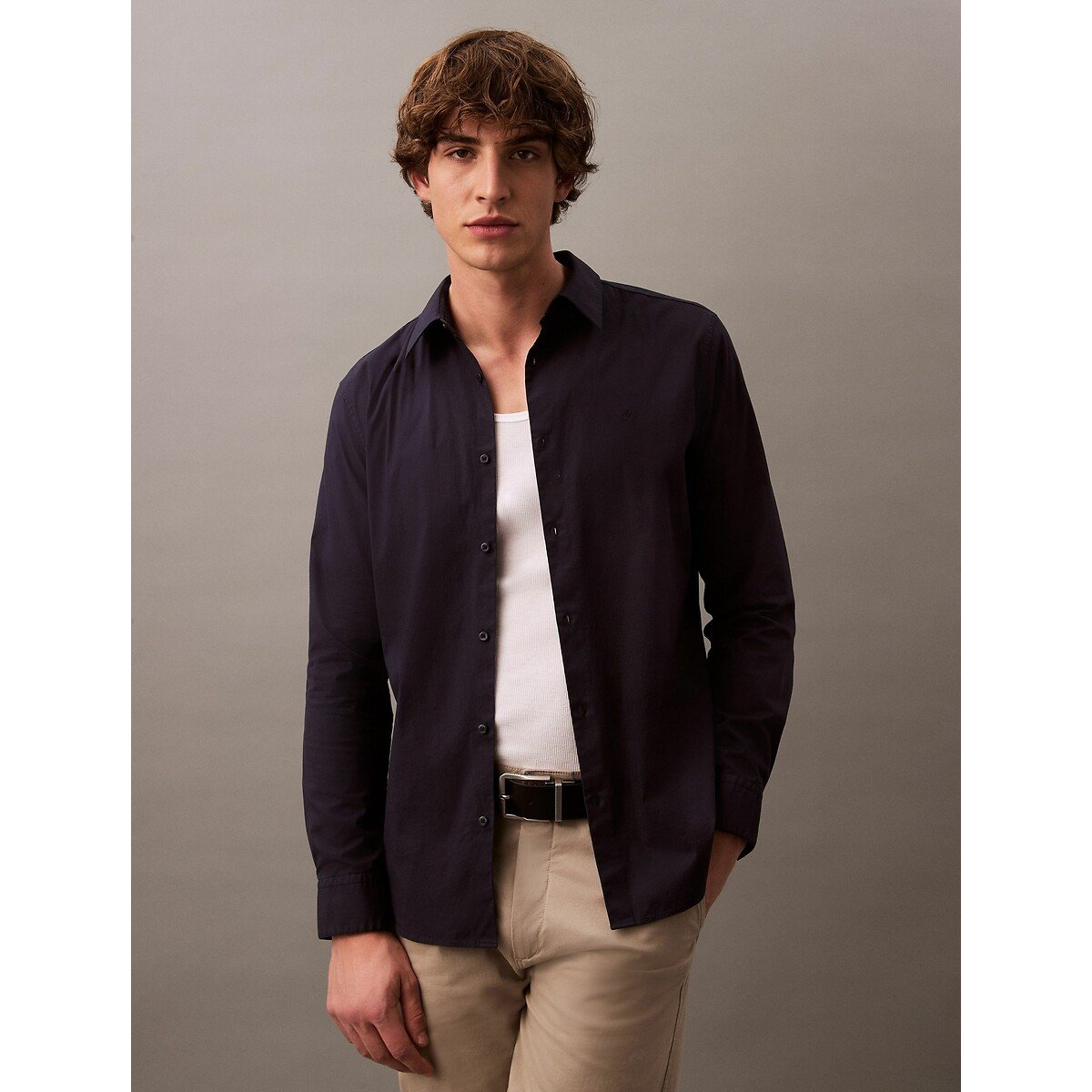 Calvin Klein Overhemd met lange mouwen LONG SLEEVE SOLID STRETCH SLIM SHIRT