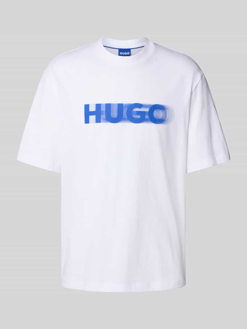 OTTO HUGO Blue T-shirt Nalax met logoprint