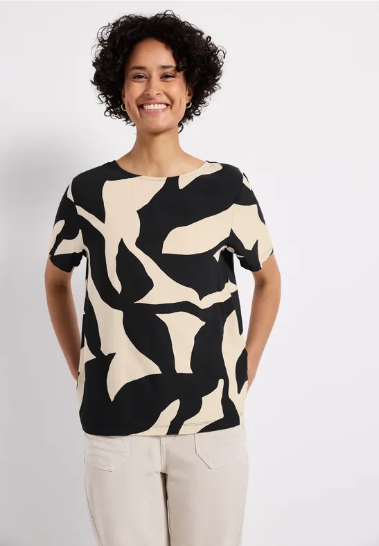 STREET ONE Shirt met print met banddetail op de rug en grafisch patroon