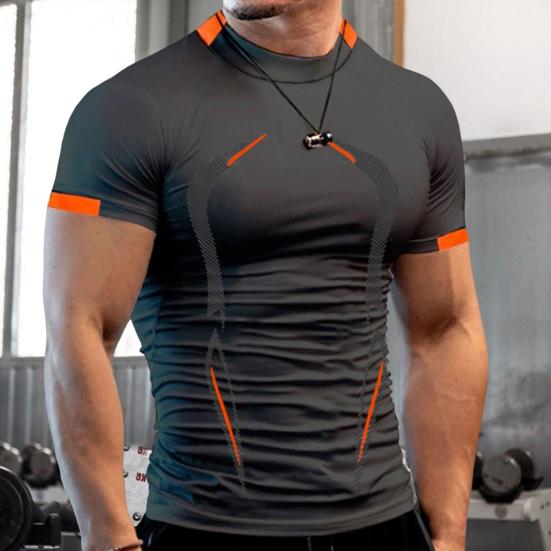 Tianshan Chique 3D-snijsportkleding Ademend heren Gym Sport T-shirt Dagelijks kledingstuk Fitness T-shirt 2XL zwart