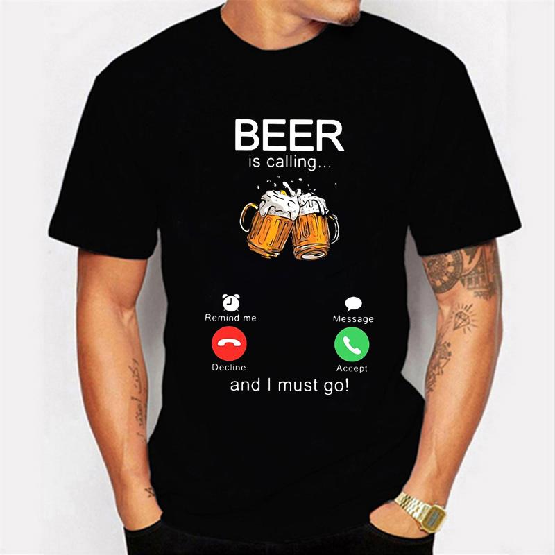 Wengy 2 Bier belt en ik moet gaan bellen scherm bier T-shirt bier dag T-shirt grappig T-shirt aangepaste Tees zomer merk Teeshirt L