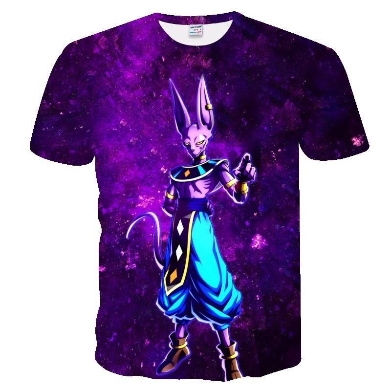 TOP COOL FASHION 3D Anime Beerus bedrukt herenmode T-shirt met korte mouwen Draak T-shirt (S-5XL) XXXL