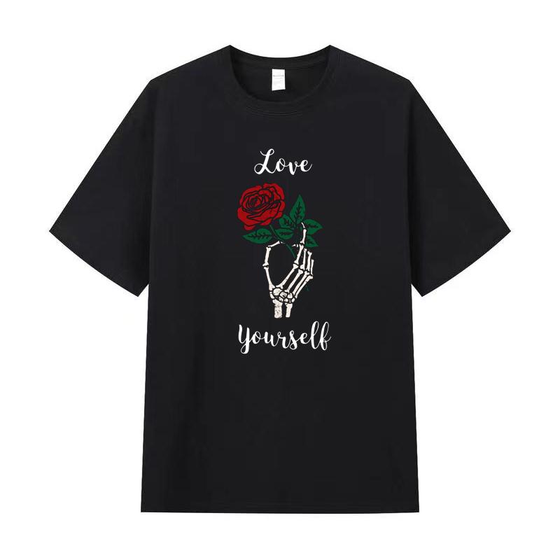 Nomi Zomer Heren T-shirt Hoge Kwaliteit Katoen Korte Mouwen Print T-shirt Dames T-shirt Mode Sport Shirt Casual Jogging Top S zwart