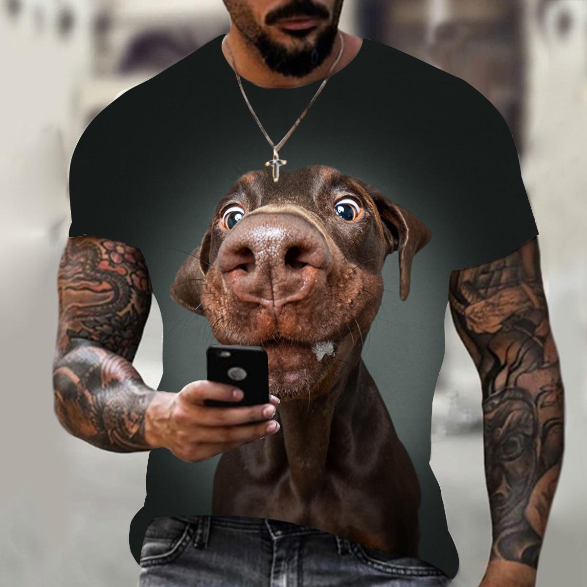 Baibao QIQI Schattige dieren Labrador hond 3D print heren T-shirts zomer O-hals korte mouwen ademend polyester losse tops T-shirts herenkleding XXL