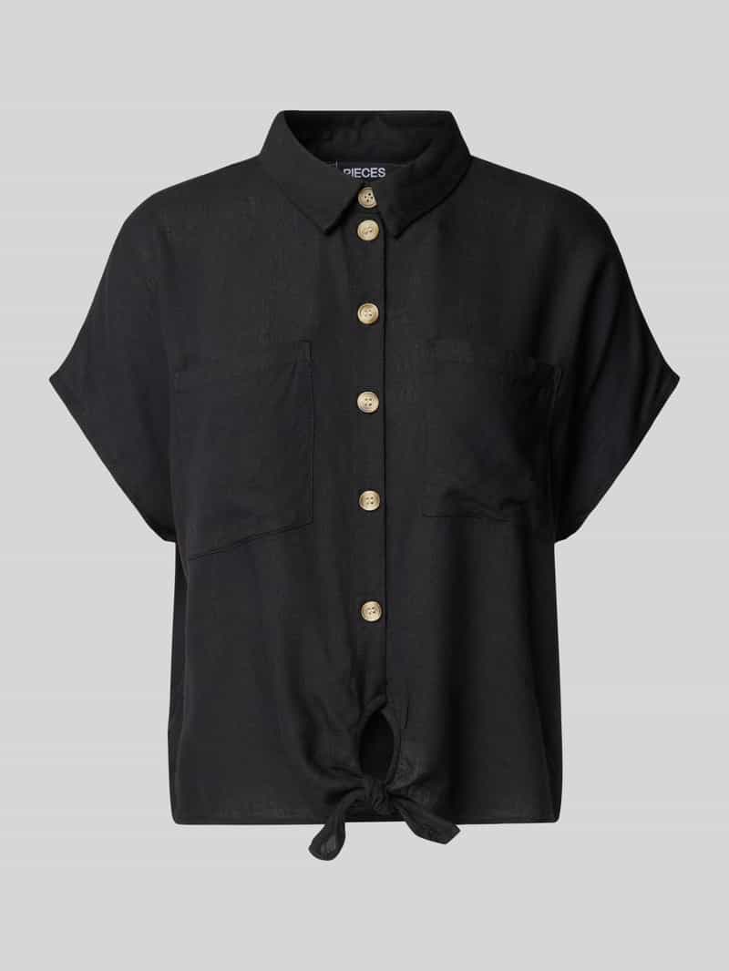 Pieces Blouse met korte mouwen PCPIA SS TIE SHIRT WVN NOOS