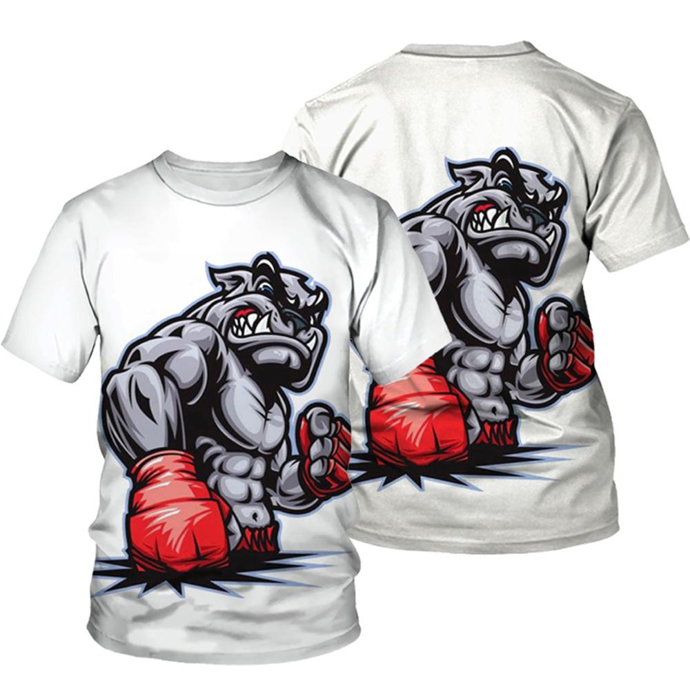 Baibao QIQI 3D Print T-shirts Heren Dames Mode Streetwear O-hals Korte Mouw T-shirt Harajuku Heren T-shirts Tops Dieren Boksen Honden L