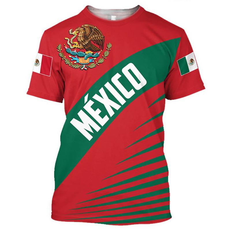 Baibao QIQI Mexicaanse vlag bedrukt heren T-shirt Trend Street Kleding Ronde hals Korte mouw T-shirt Casual Top Kleding XXL