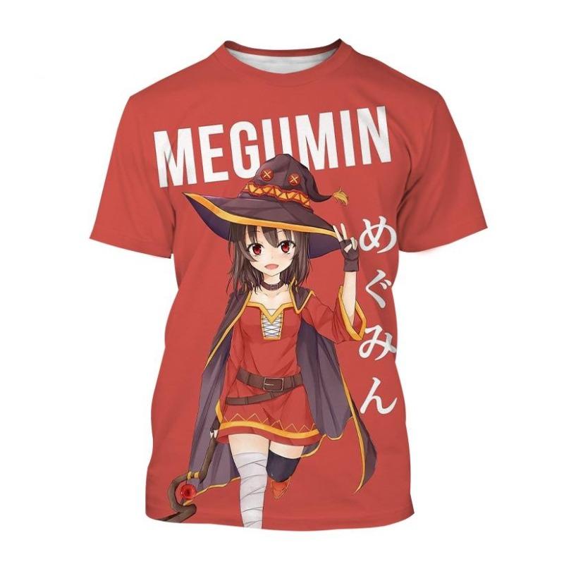 Baibao QIQI Zomer Megumin 3D Print T-shirt Konosuba Anime Thema Harajuku Stijl Casual Korte Mouw Oversized Mode XXL