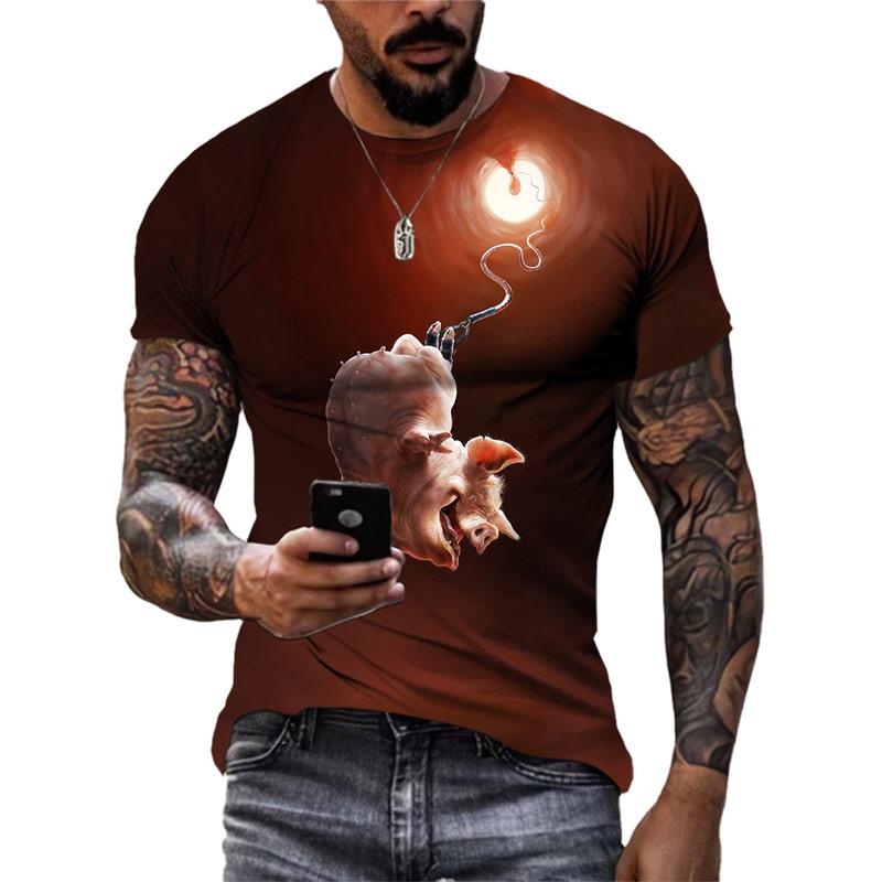 ETST 07 Zomer 3D Grappig Varken grafische t-shirts Mode Mannen Hiphop Stijl streetwear Persoonlijkheid Gedrukt Casual Ronde Hals Korte Mouw 6XL