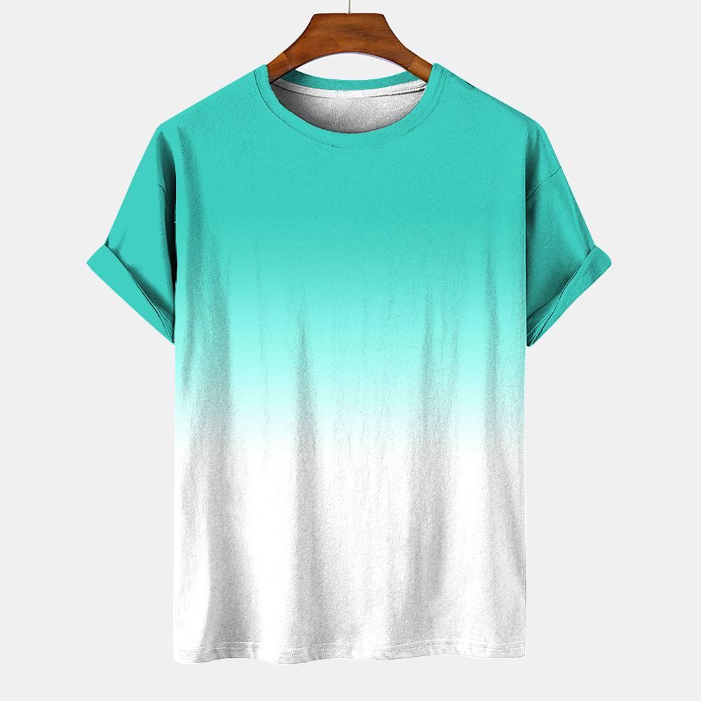 Nihao Eenvoudig Heren T-shirt Gradiënt Bedrukking Nieuwe Straat Korte Mouw Los Oversized Shirt Alledaags Casual Top O-hals Herenkleding L