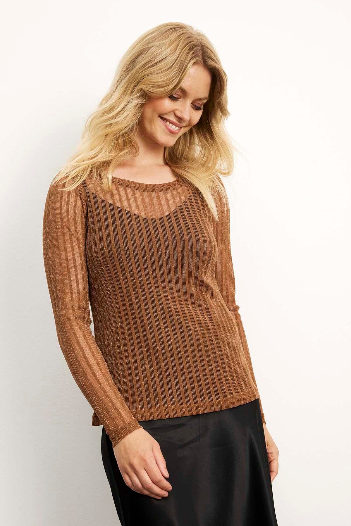IN FRONT GIANA MESH BLOUSE 15408 810 (Cognac 810)