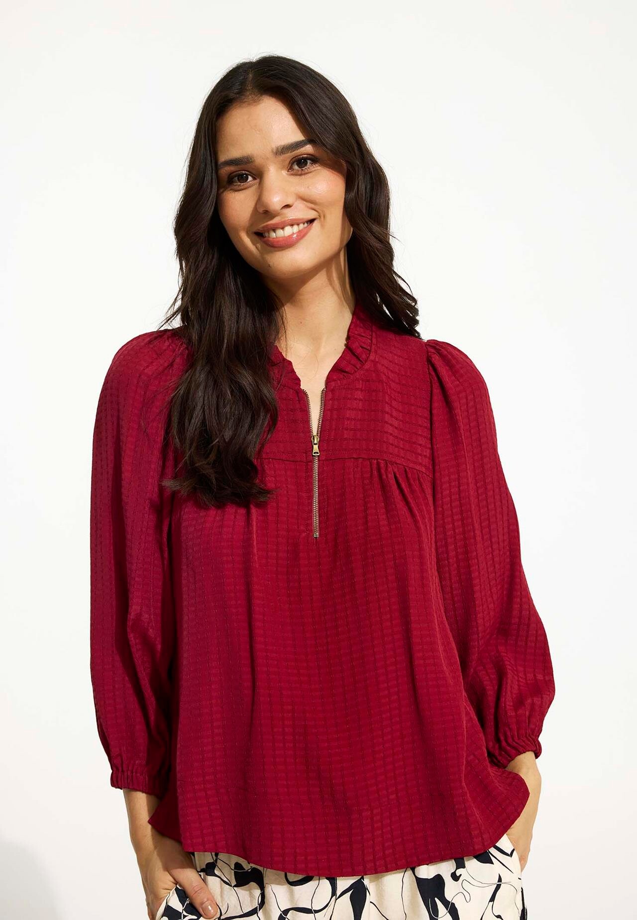 IN FRONT ANDREA BLOUSE 16551 370 (Burgrund 370)