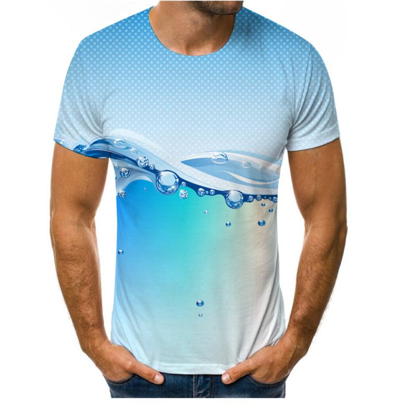 BOLIV MODA T-shirts met korte mouwen Lente Zomer heren Waterijsblok 3D Digitaal printen Ronde hals Loszittende herenbasis-T-shirt 2XL