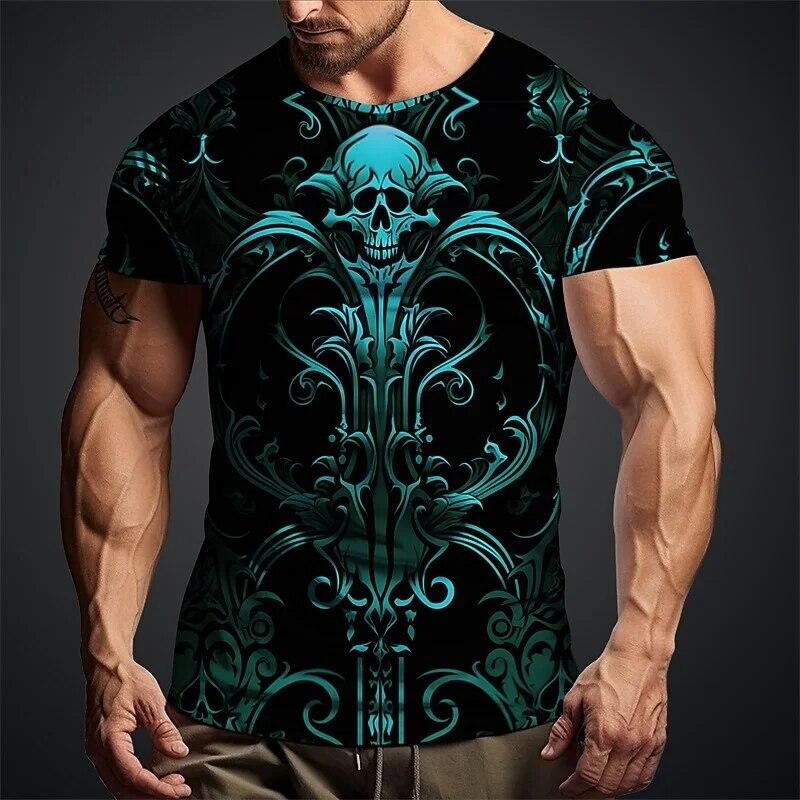 ETST WENDY 005 Nieuwe Zomer Schedel Persoonlijkheid Smaak Creativiteit Grafische T-shirts Voor Mannen Mode Casual Harajuku Stijl Print Korte Mouw T-shirt 6XL