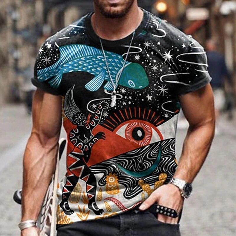 ETST 03 Vintage heren T-shirt zomer korte mouw print tops mode straat oversized kleding heren T-shirts O-hals trui 5XL