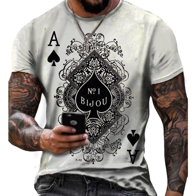 ETST 07 Schoppenaas T-shirt 3D Gedrukt Poker Mannen Oversized Zomer Casual Tees Vintage Ronde Hals Tops Korte Mouw Hip Hop streetwear 6XL