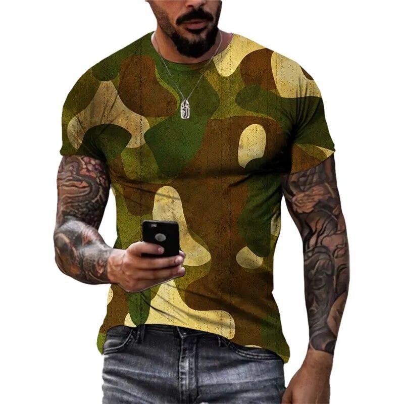 Wengy 2 Desert Jungle Camouflage Print Heren T-shirt Army Fan Outdoor Tactisch Sneldrogend Comfortabele ronde hals top met korte mouwen 6XL 6XL
