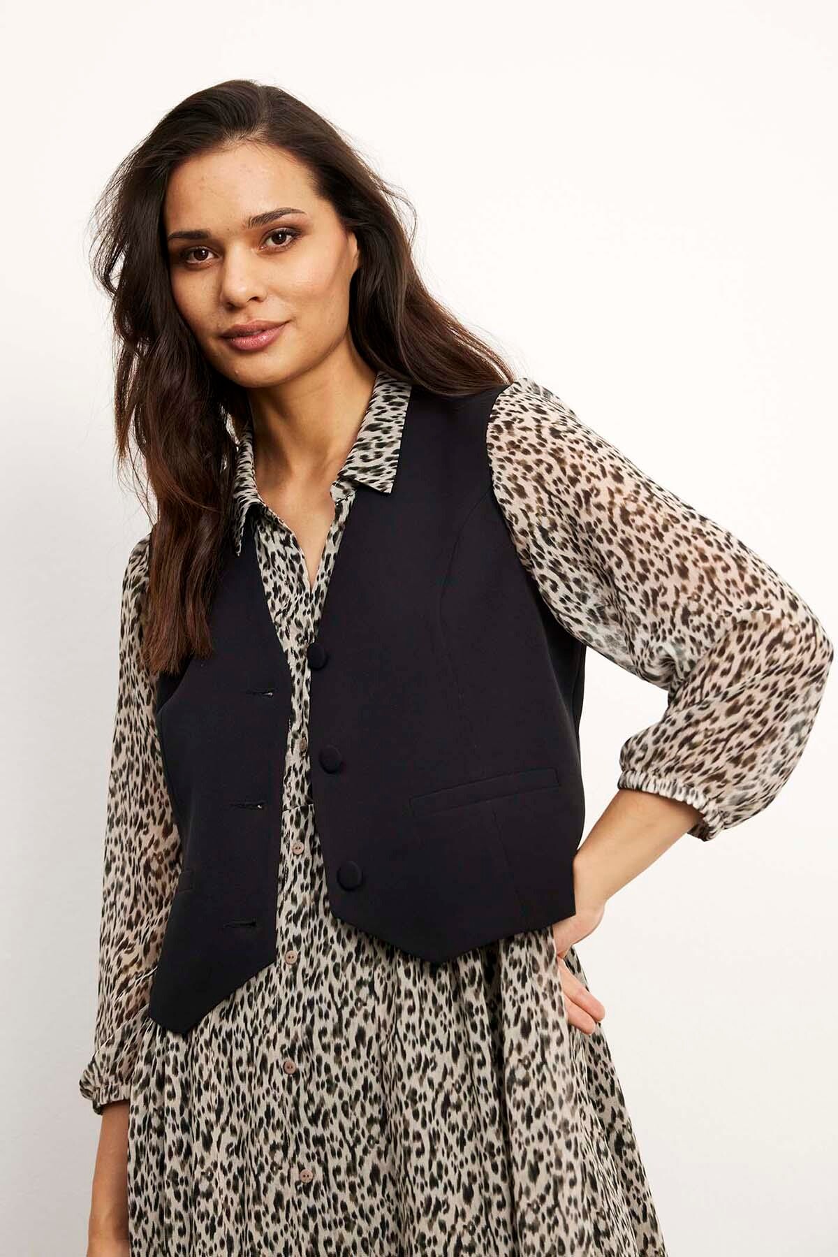 IN FRONT LEA WAISTCOAT 15874 999 (Black 999)