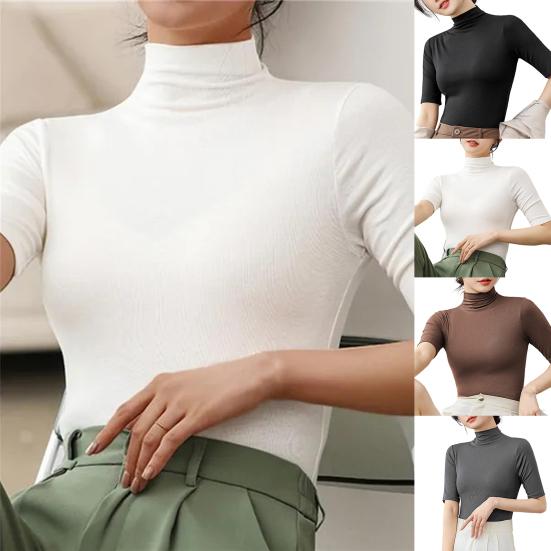 OverSize Costume Zomertops Coltrui Effen Kleur Halve mouw Slim Fit Gladde slijtage 2XL zwart