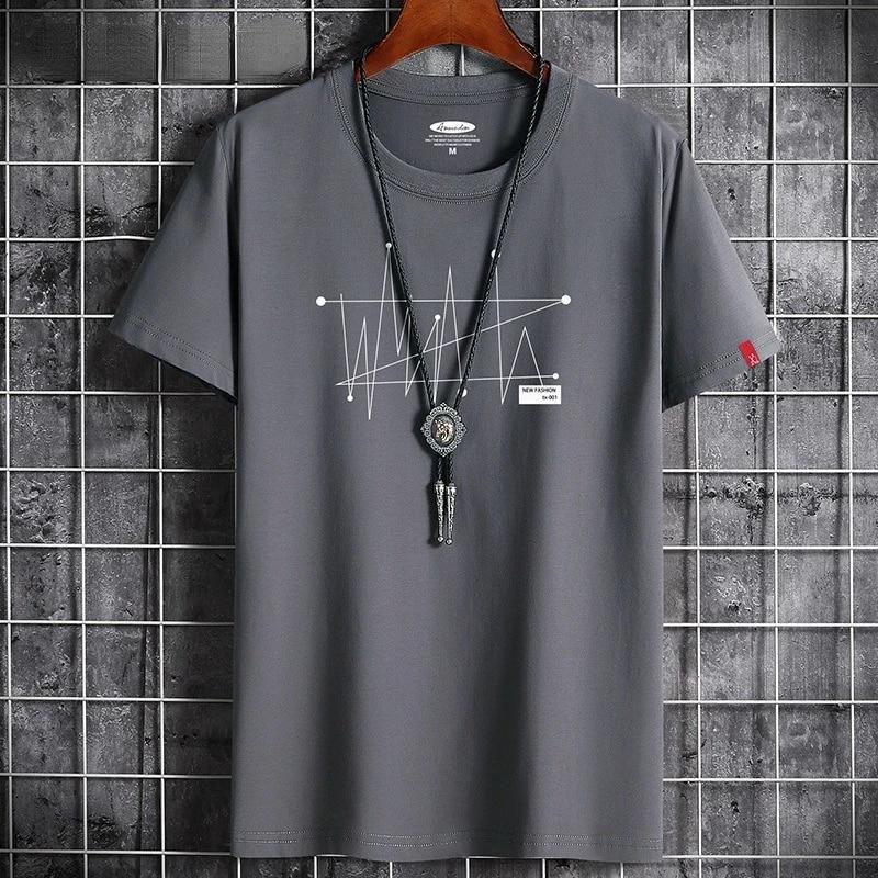 SHIZI Manga T-shirt Tops Oversize Heren Losse T-shirt 100% Katoen Mode Goth Print Heren Korte Mouw T-shirt Zomer Heren Casual T-shirt XXXL zwart