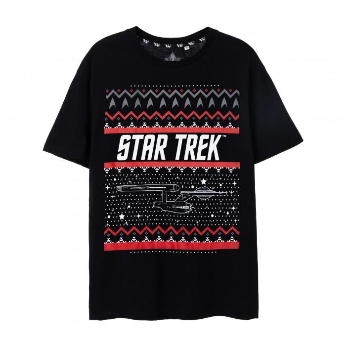 Star Trek Fair Isle kerst-T-shirt voor heren 3XL zwart